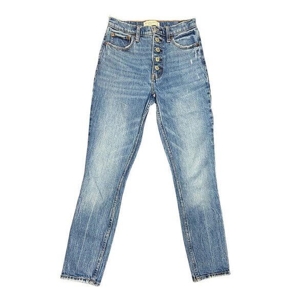Abercrombie & Fitch The Skinny High Rise Jeans 0R Button Fly Medium Wash Ankle - Picture 1 of 6